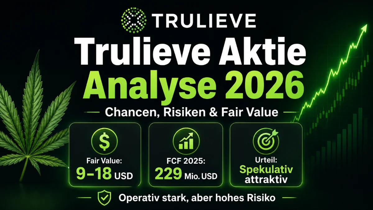 Trulieve Cannabis Aktienanalyse mit Fair Value, Chancen, Risiken, Free Cashflow und Investment-Urteil für die TCNNF Aktie.