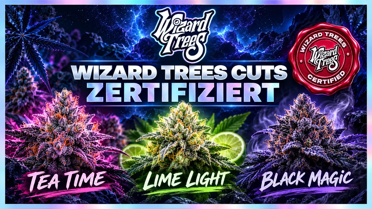 Zertifizierte Wizard Trees Stecklinge kaufen: Tea Time, Lime Light und Black Magic bei Krumme Gurken entdecken und mit Gutscheincode 420deutschland 10 % sparen