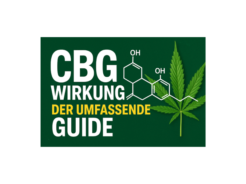 CBG Wirkung Guide – Cannabisblatt und chemische Struktur von Cannabigerol als Mutter-Cannabinoid