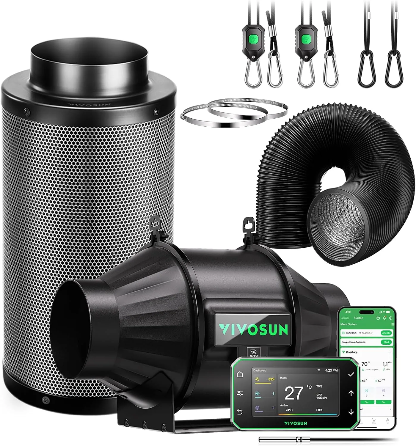 Vivosun Abluft Growbox Komplett Set 1x1m