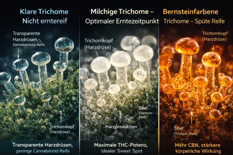 Trichome Erntereif Bilder zur Bestimmung des richtigen Erntezeitpunkts